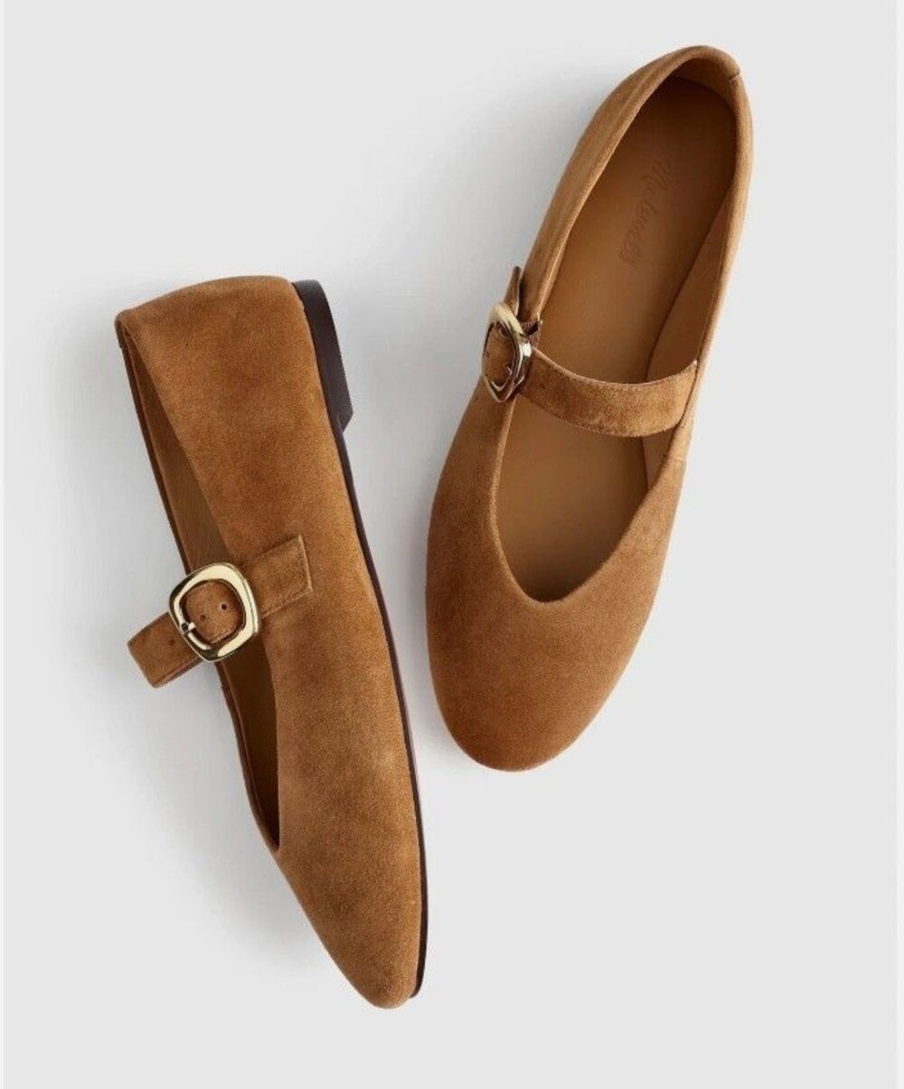NEW Madewell The Remy Mary Jane Flats 100% Suede Dried Acorn Tan Brown 7